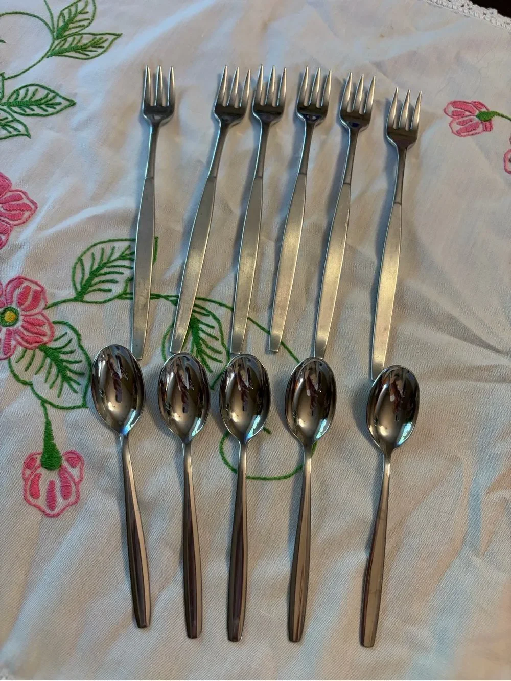 Oneida Community Vintage Frosted Cocktail Forks set of 6 with Cocktail Spoons